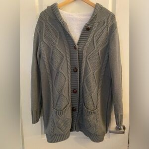 Cozy Gray Cable Knit Cardigan